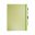 Large note book in bright green ivory ruled pages, rounded corners and pen loop with pencil.